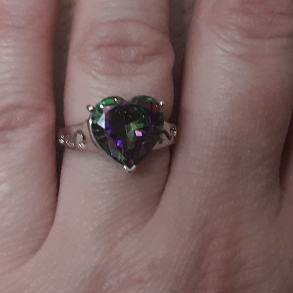 New Huge Heart Shaped Mystic Topaz 925 Silver Ring. - Picture 9 of 15